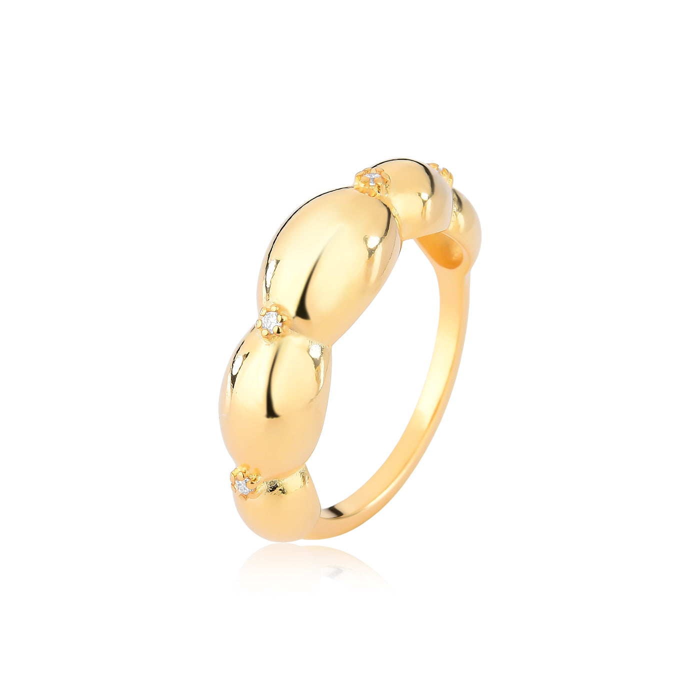 Anel Feminino Moderno Banhado em Ouro 18k - Joana