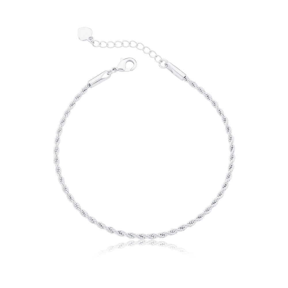 Pulseira Cordão Banhada a Ouro Branco 18k - Gisele